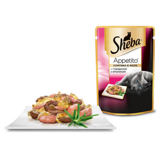 Корм для кошек SHEBA Appetito Говядина и кролик в желе 85г