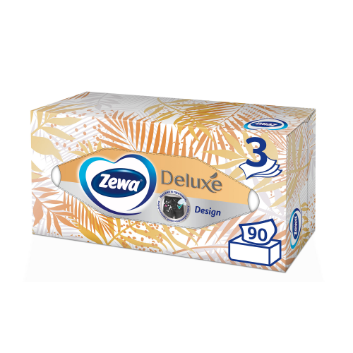 Салфетки бумажные Косметические Zewa Deluxe Дизайн, 3 слоя, 90 шт