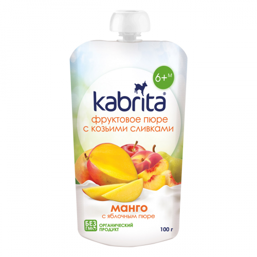 Пюре фруктовое Kabrita манго с яблочным пюре с козьими сливками 100 г