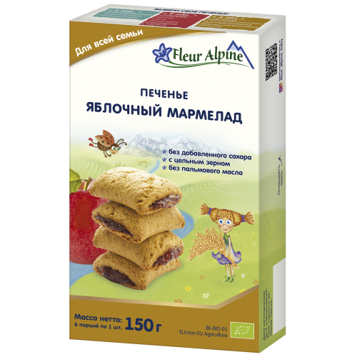 Печенье Fleur Alpine ЯБЛОЧНЫЙ МАРМЕЛАД для всей семьи, 150 г