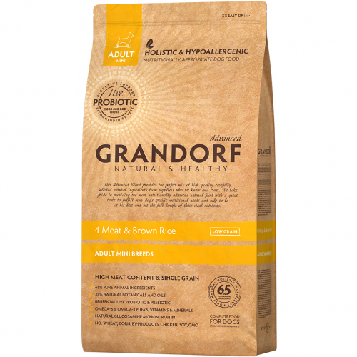 Корм для собак Grandorf Adult Mini 4 Meat & Brown Rice 3 кг