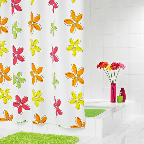 Штора для ванных комнат Fleur оранжевый 180*200 Ridder