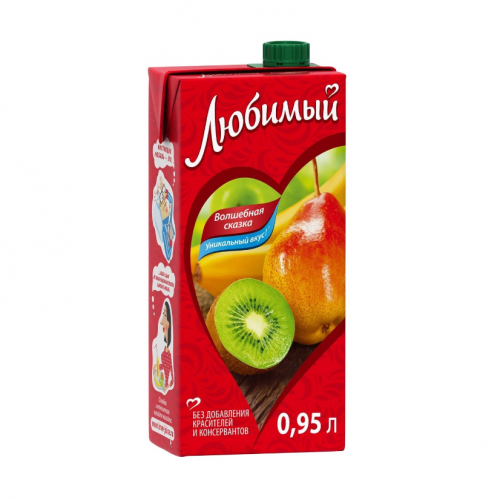 Напиток сокосодержащий Любимый Яблоко-Банан-Груша-Киви 0,95 л