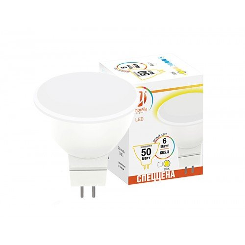 Лампа матовая Ambrella light flat led mr16 6w gu5.3 3000k