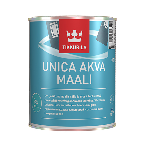 Краска для окон и дверей полуглянцевая Tikkurila unica akva 0.9 л