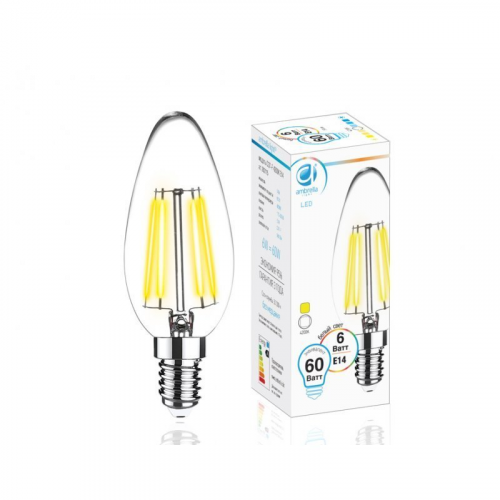 Лампа прозрачная Ambrella light fil led c37-f 6w e14 3000k /60w/