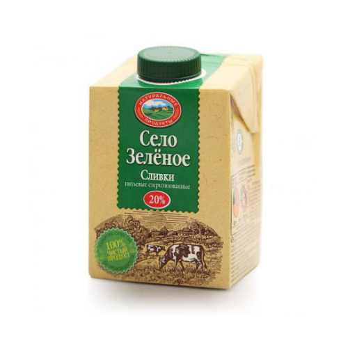 Сливки Село зеленое 20% 200 г