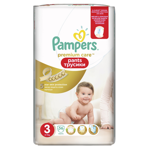 Трусики Pampers prem midi 6-11 кг 56 шт