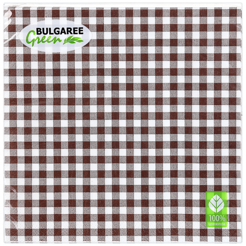 Салфетки Bulgaree Green Клетка Кофейная 33х33 см 20 шт