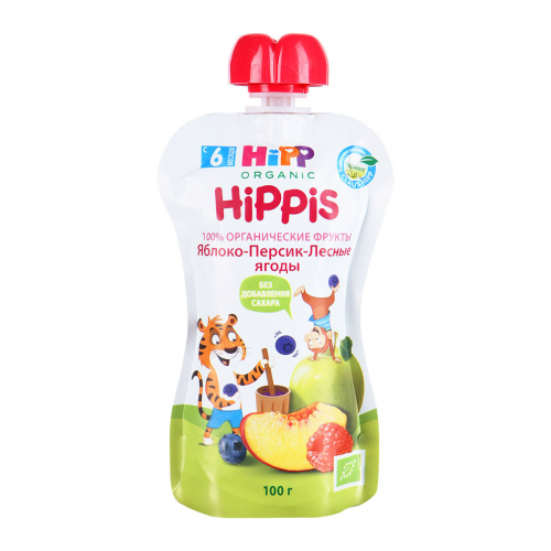 Пюре фруктовое HiPP Hippis "Яблоко-Персик-Лесные ягоды" 100 г
