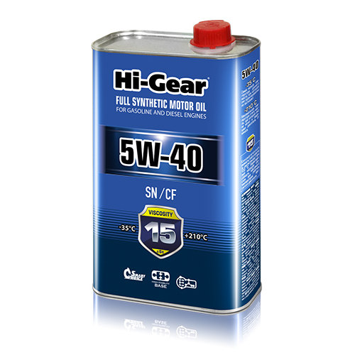 Масло моторное синтетическое 1л Hi-gear 5w-40 sn/cf