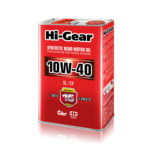 Масло моторное полусинтетическое 4л Hi-gear 10w-40 sl/cf