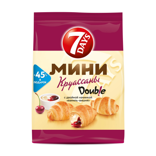 Мини круассаны 7Days c двойной начинкой "ваниль-вишня" 105 г