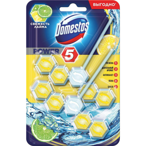 Туалетный блок Domestos Power 5 Свежесть лайма 2x55 г