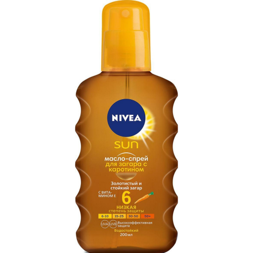 Масло-спрей Nivea солнцезащитное для загара Spf 6 200 мл
