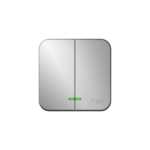Выключатель 2-клавишный подсвет. Алюмин. Schneider Electric