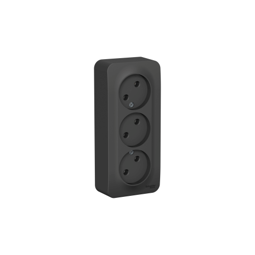 Розетка тройная без заземления антрацит Schneider Electric