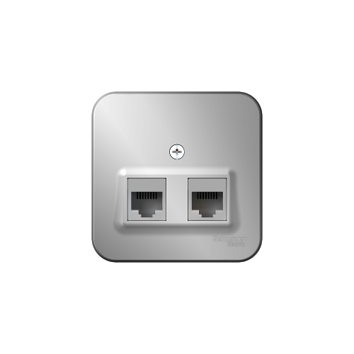 Розетка 2-ая комп.rj45+тел.rj11 алюминий Schneider Electric
