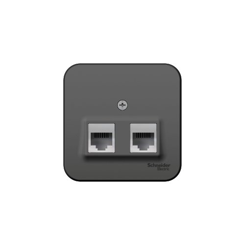 Розетка 2-ая комп.rj45+тел.rj11 антрацит Schneider Electric