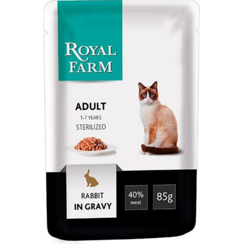 Корм для кошек ROYAL FARM кролик в соусе 85г