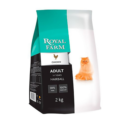 Корм для кошек ROYAL FARM для вывода шерсти, курица 2кг