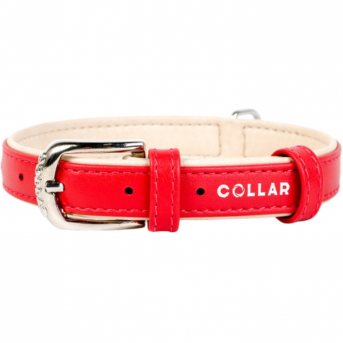 Ошейник для собак COLLAR Brilliance без украшений 20 мм 30-39 см Красный