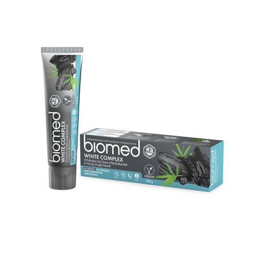 Антибактериальная отбеливающая зубная паста BIOMED WHITE COMPLEX Уголь, 100 г