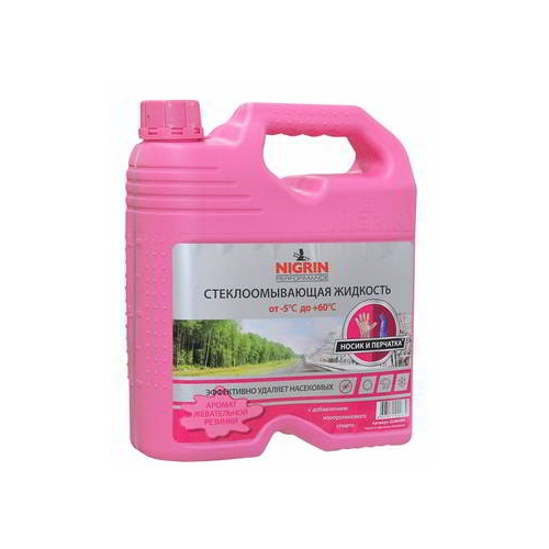 Стеклоомывающая летняя жидкость Nigrin -5+60 C 4л Bubble gum