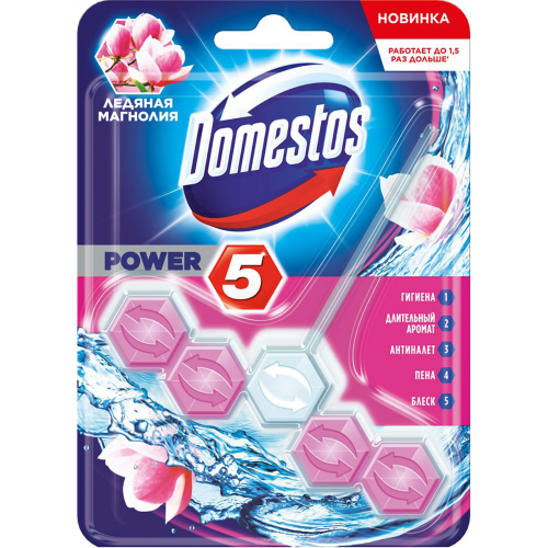 Туалетный блок Domestos Power 5 Ледяная магнолия 55 г