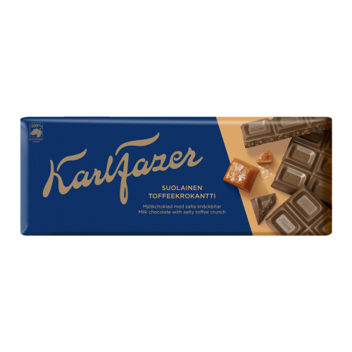 Шоколад молочный Karl Fazer с крошкой из соленой мягкой карамели 200 г