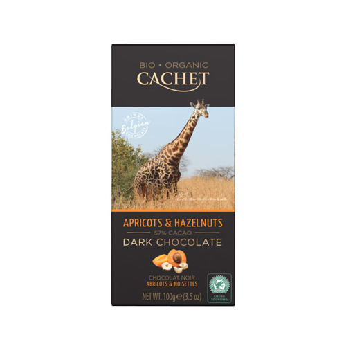Шоколад Cachet Organic органический горький 57% с абрикосом и лесным орехом 100 г