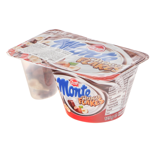 Десерт молочный Zott Monte Choko Flakes шоколад, фундук + шоколадные кукурузные хлопья 14,1% 125 г