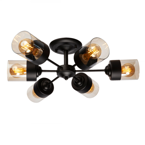 Люстра потолочная J-light DINA 3110/6C E27*6*40W черный/прозрачный