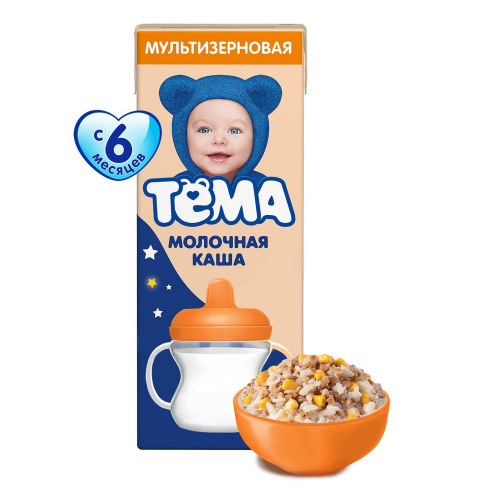 Каша Тёма молочная мультизерновая с пребиотиком 2,2% с 6-ти месяцев 206 г