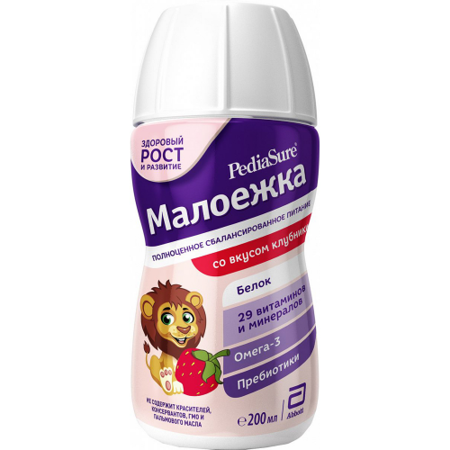 Смесь PediaSure для диетического питания "Малоежка" со вкусом клубники с 1 года до 10 лет 200 мл