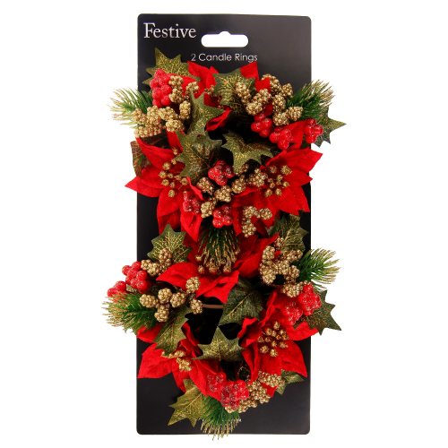 Кольцо для свечи с пуасентией Festive 14см 2шт/набор