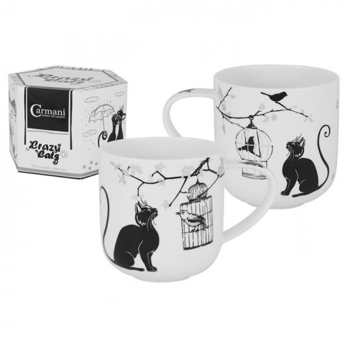 Кружка 0.5л Carmani Кошка и птичка crazy cats