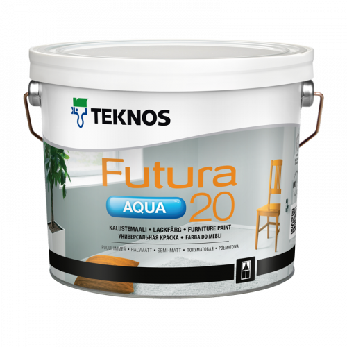 Краска Teknos полуматовая белая Futura Aqua 20 РМ1 3/2,7 л