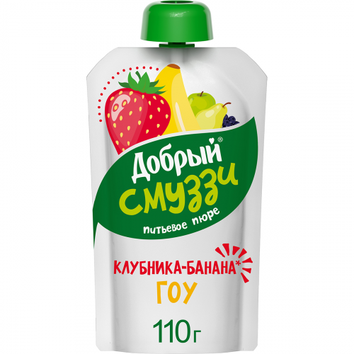 Пюре Добрый фруктово-ягодное питьевое Клубника-банана гоу 110 мл