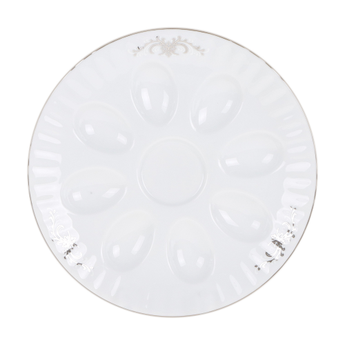 Блюдо для яиц 21см Porcelaine czech платиновый вензель