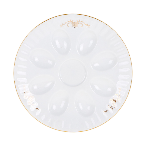 Блюдо для яиц 21см Porcelaine czech золотой вензель