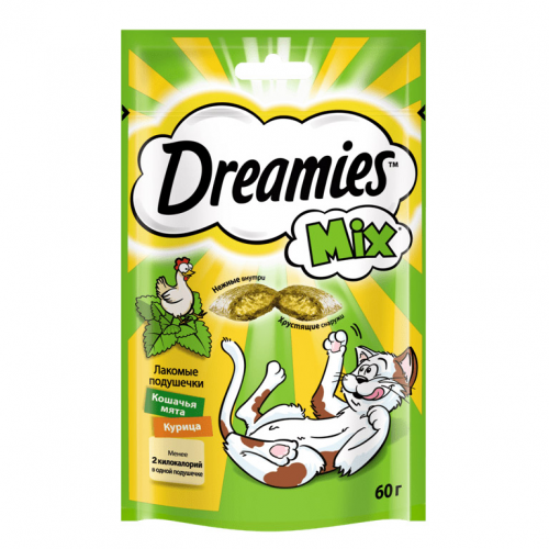 Лакомство для кошек Dreamies Микс с курицей и мятой 60 г