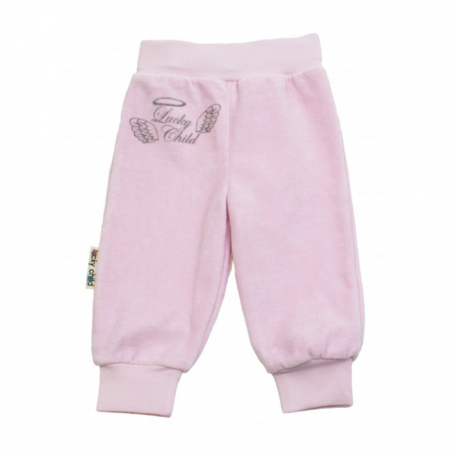 Брюки Lucky Child из велюра Ангелочки розовые 62-68
