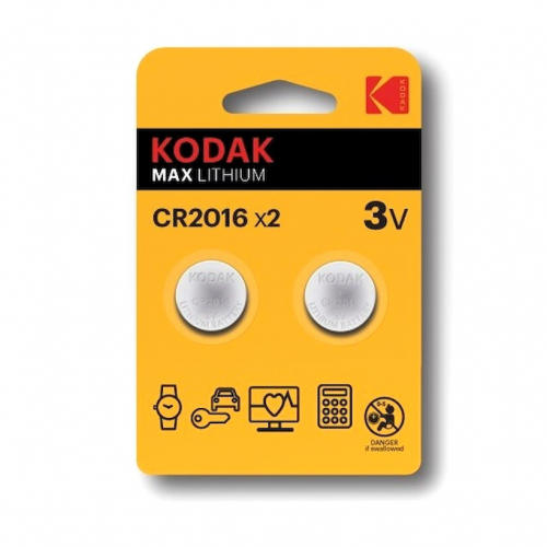 Батарейки Kodak Max Lithium CR2016 2BL 3В
