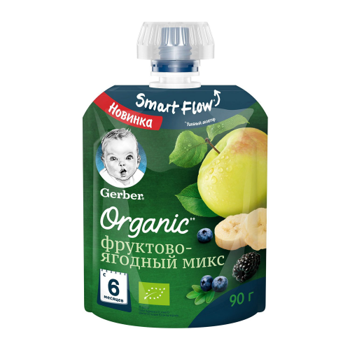 Пюре фруктово-ягодное Gerber Organic Фруктово-ягодный микс 90 г