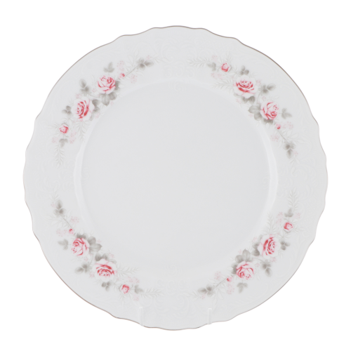 Набор тарелок мелких 27 см Thun1794 декор бледные розы, отводка платина