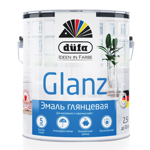 Эмаль универсальная Dufa Retail Glanz глянцевая белая 2,5л