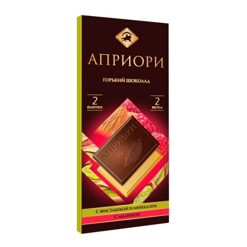 Шоколад Априори Ассорти Фисташка-Миндаль и Малина 72 г