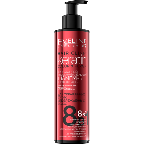 Мицеллярный шампунь для волос EVELINE Color&Repair Восстанавливающий + защита цвета 245 мл