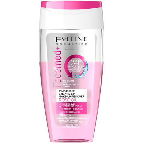 Двухфазный демакияж Eveline Facemed+ Eye & Lip Make-Up Remover Rose Oil 150 мл